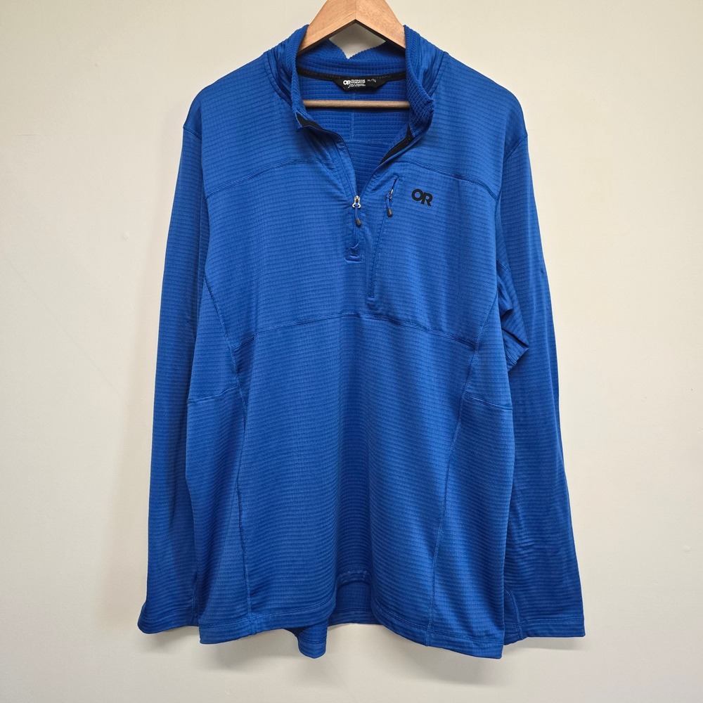 Outdoor Research‎ Vigor Quarter Zip Mens XL Blue Grid Fleece Hiking Gorpcore